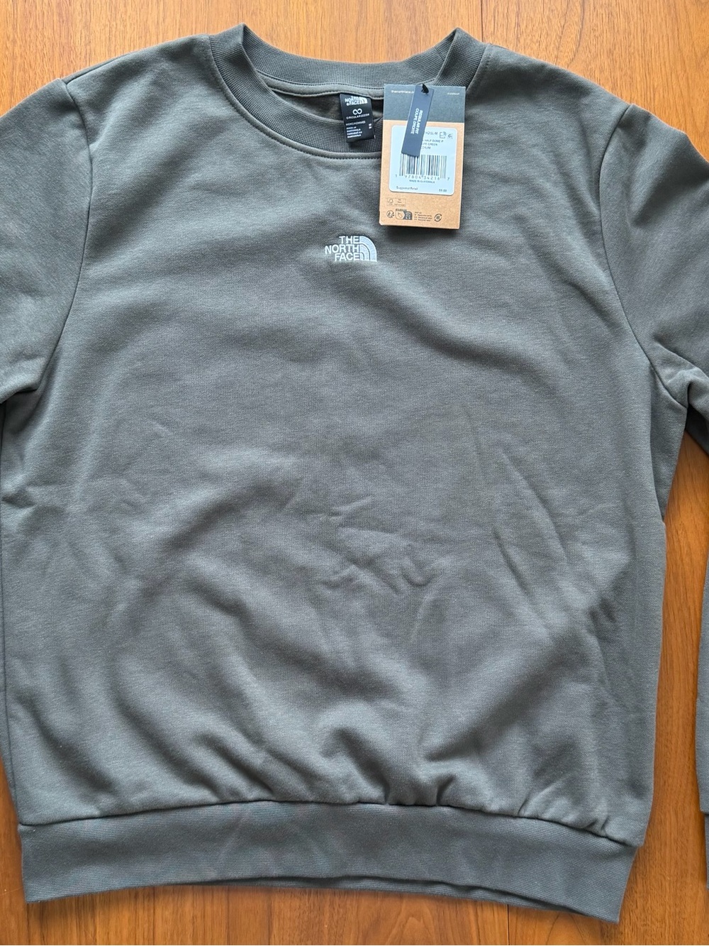 NWT The North Face Green Taupe Crew Sweatshirt with White Logo in Men’s Medium